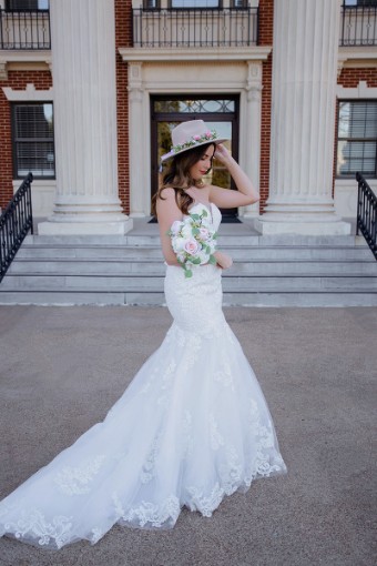 Stella York #7323CQ #0 default (IVMC-PL) Ivory Lace & Tulle ov Moscato Gown w/ Porcelain Tulle Plunge thumbnail