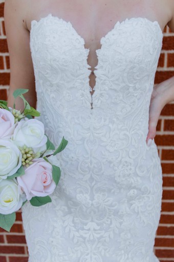 Stella York #7323CQ #1 (IVMC-PL) Ivory Lace & Tulle ov Moscato Gown w/ Porcelain Tulle Plunge thumbnail