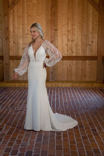 Essense of Australia #D3563CR11 #0 default (IV-PL) Ivory Gown w Porcelain Tulle Plunge thumbnail