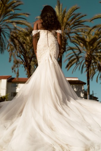Essense of Australia #D3371IV #1 (IC-IV) Ivory Lace & Champagne Silver Shimmer Tulle ov Ivory Gown thumbnail