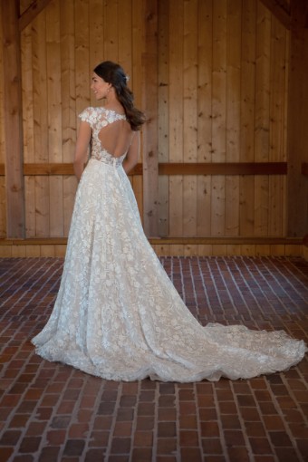 Essense of Australia #D3487CR #1 (IVBC-PL) Ivory Lace Tulle & Regal Org ov BSC Gown w PLN Tulle Plunge thumbnail