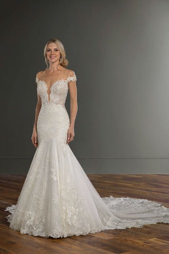 Martina Liana #1104 #0 default Ivory Lace and Tulle over Ivory Gown with Porcelain Tulle Illusion thumbnail