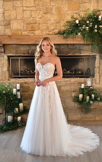 Stella York #7413IV - Unlined #0 default (IV-BC) Ivory Lace and Tulle over Biscotti Gown thumbnail