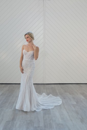 Martina Liana #LE1185 #0 default (IV-RUM) Ivory Lace and Tulle over Rum Gown thumbnail