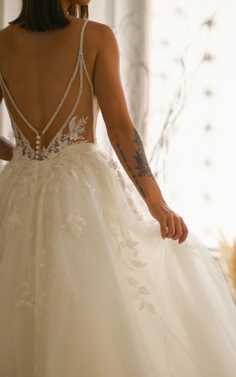 Martina Liana #1657 #1 (IVRM-PL) Ivory Lace & Tulle over Rum Gown w Porcelain Tulle Illusion thumbnail