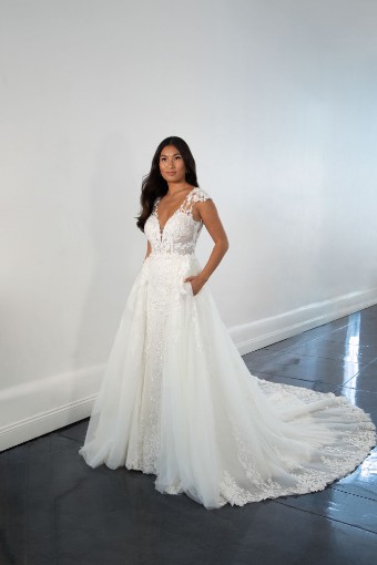 Martina Liana #1463 #0 default (IVIV-PL) Ivory Lace & Tulle over Ivory Gown w Porcelain Tulle Illusion thumbnail