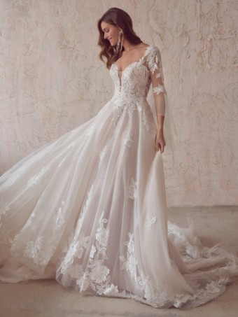 Maggie Sottero #BRITNEY (22MC932A01 - Unlined Bodice, Glitter Tulle 3) #7 default All Ivory (gown with Ivory Illusion) thumbnail