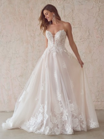 Maggie Sottero #BRITNEY (22MC932A01 - Unlined Bodice, Glitter Tulle 3) #0 default All Ivory (gown with Ivory Illusion) thumbnail