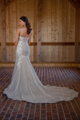 Essense of Australia #D3486 #1 (IC-RUM) Ivory Lace and Champagne Silver Shimmer Tulle over Rum Gown thumbnail