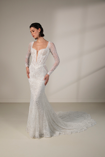 Martina Liana #LE1405 - Unlined Zipper Back #0 default (IV-PL) IVORY GOWN W PORCELAIN TULLE ILLUSION AND PLUNGE thumbnail