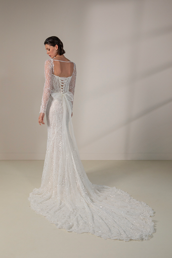 Martina Liana #LE1405 - Unlined Zipper Back #1 (IV-PL) IVORY GOWN W PORCELAIN TULLE ILLUSION AND PLUNGE thumbnail